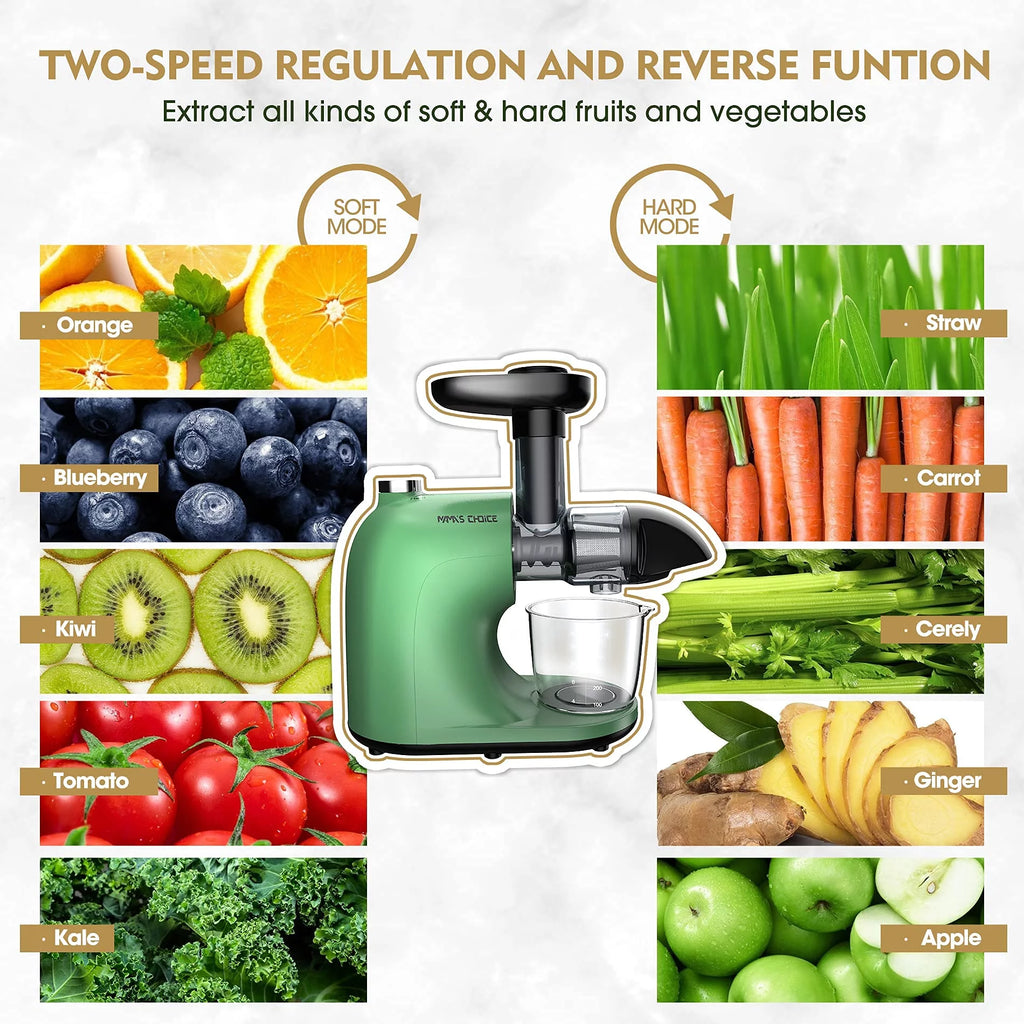 Slow Masticating Juicer for Vegetables and Fruits, Cold Press Extractor C51735