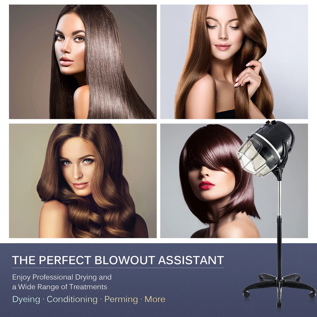 Professional Salon Stand Up Hood Hair Dryer, 1300W, Black B454