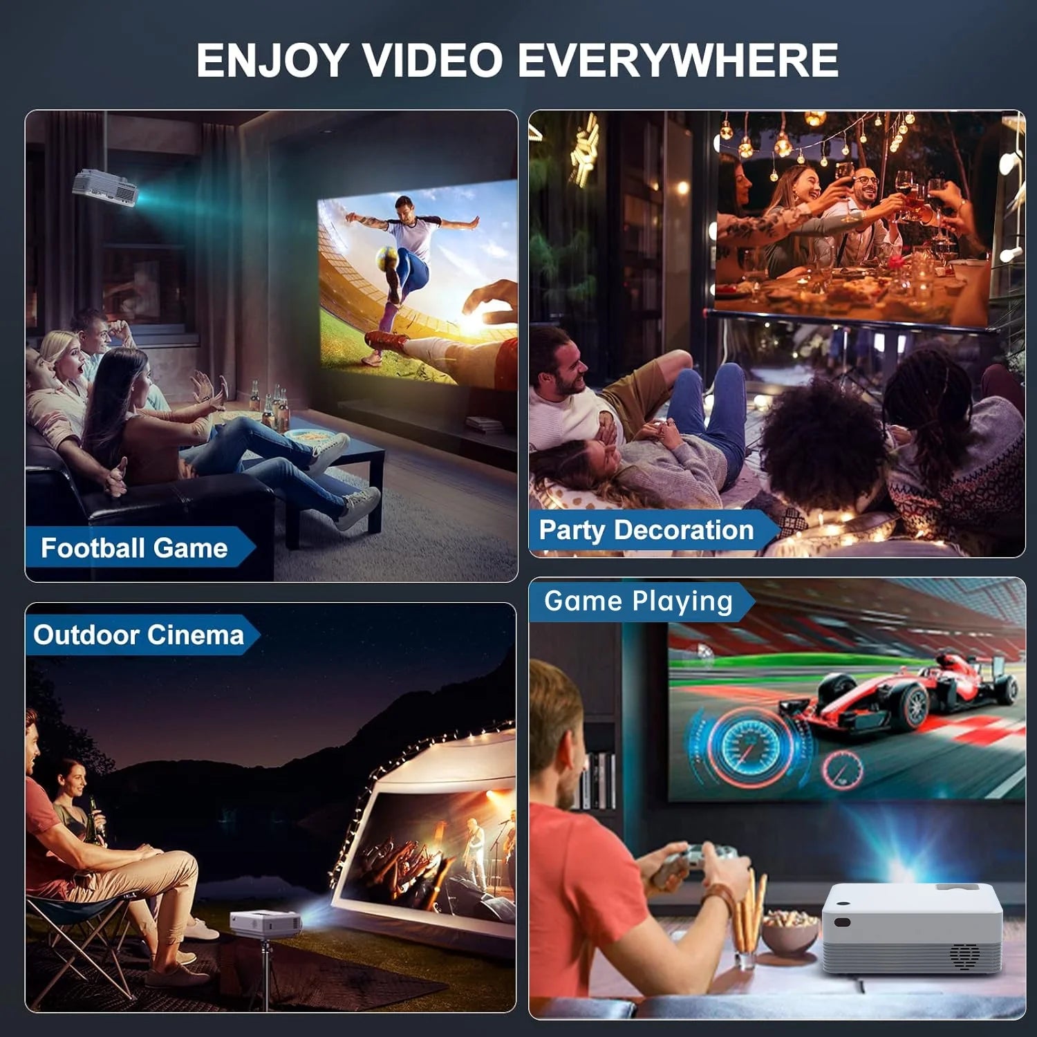 Mini Projector with 5G WiFi and Bluetooth, Native 1080p, Portable Indoor Outdoor L851136