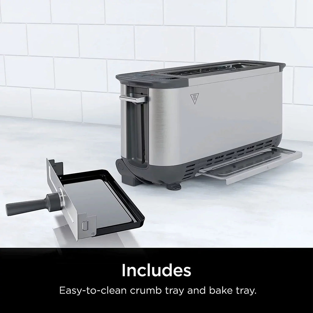 2-in-1 Flip Toaster Oven, Compact 2-Slice, Stainless Steel A284354