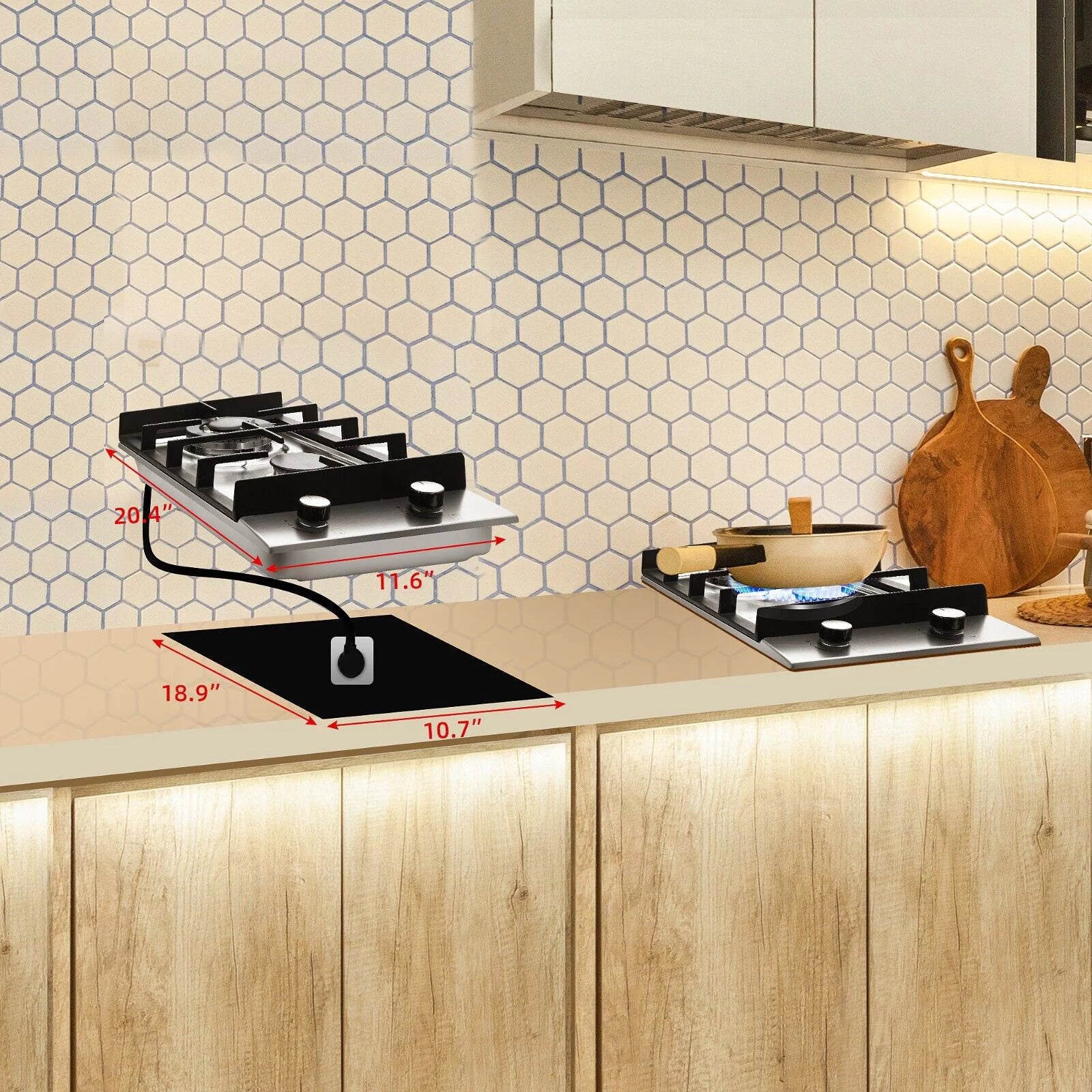 12" Gas Cooktop Stainless Steel NG/LPG Built-in Q34675