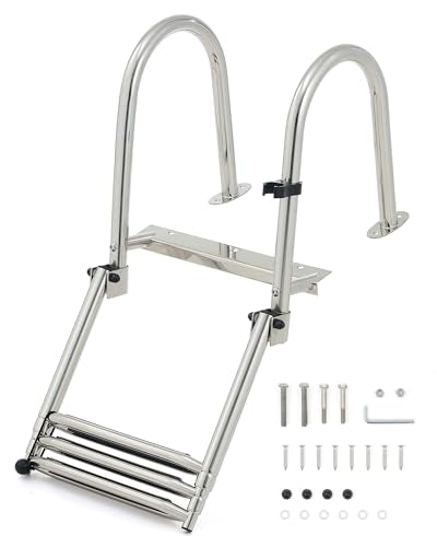 3 Step Telescoping Boat Ladder with Nonslip Steps, 400lb Capacity G2534