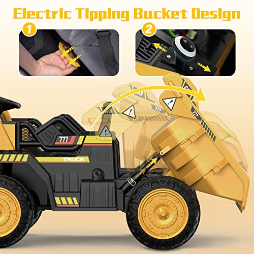 Ride on Dump Truck with Remote Control, Electric Dump Bed, Music Player B413
