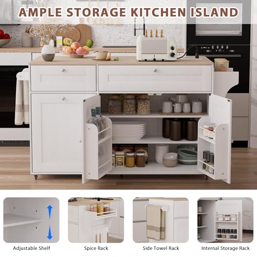 Kitchen Island on Wheels with Storage and Drop Leaf M62362