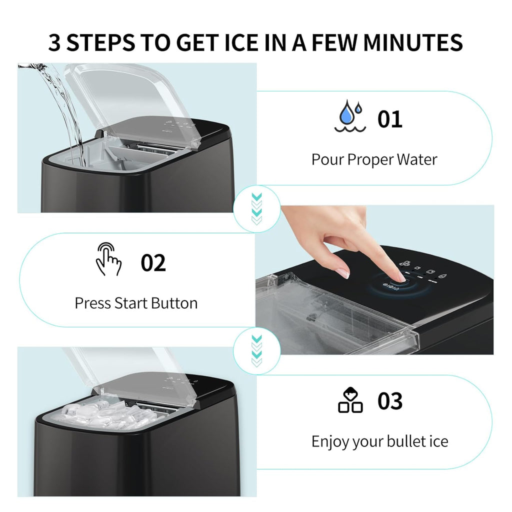 Countertop Ice Maker, 3.5 Minutes Fast, Auto-Cleaning, Portable with Basket and Scoop X933