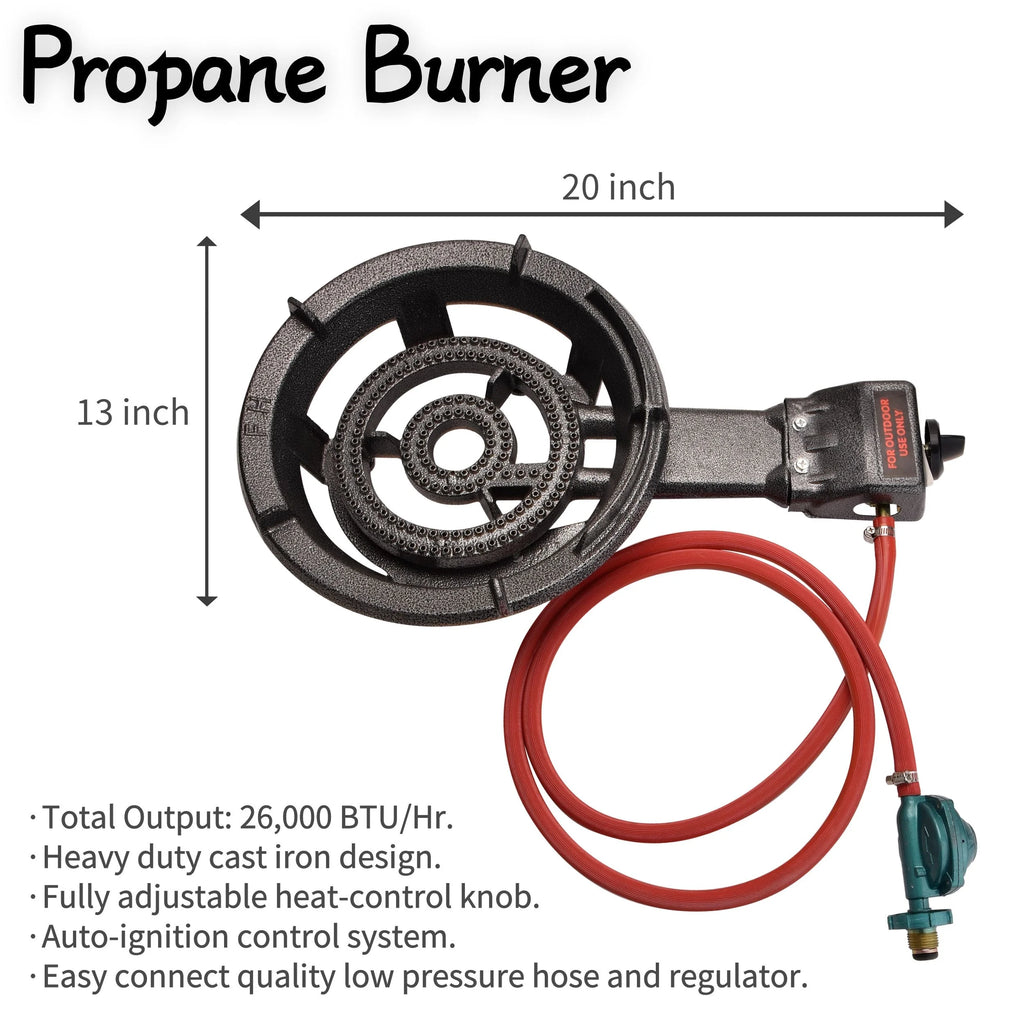 Heavy Duty Stainless Steel Concave Comal Set with Cast Iron Propane Burner Stove and Stand T6900