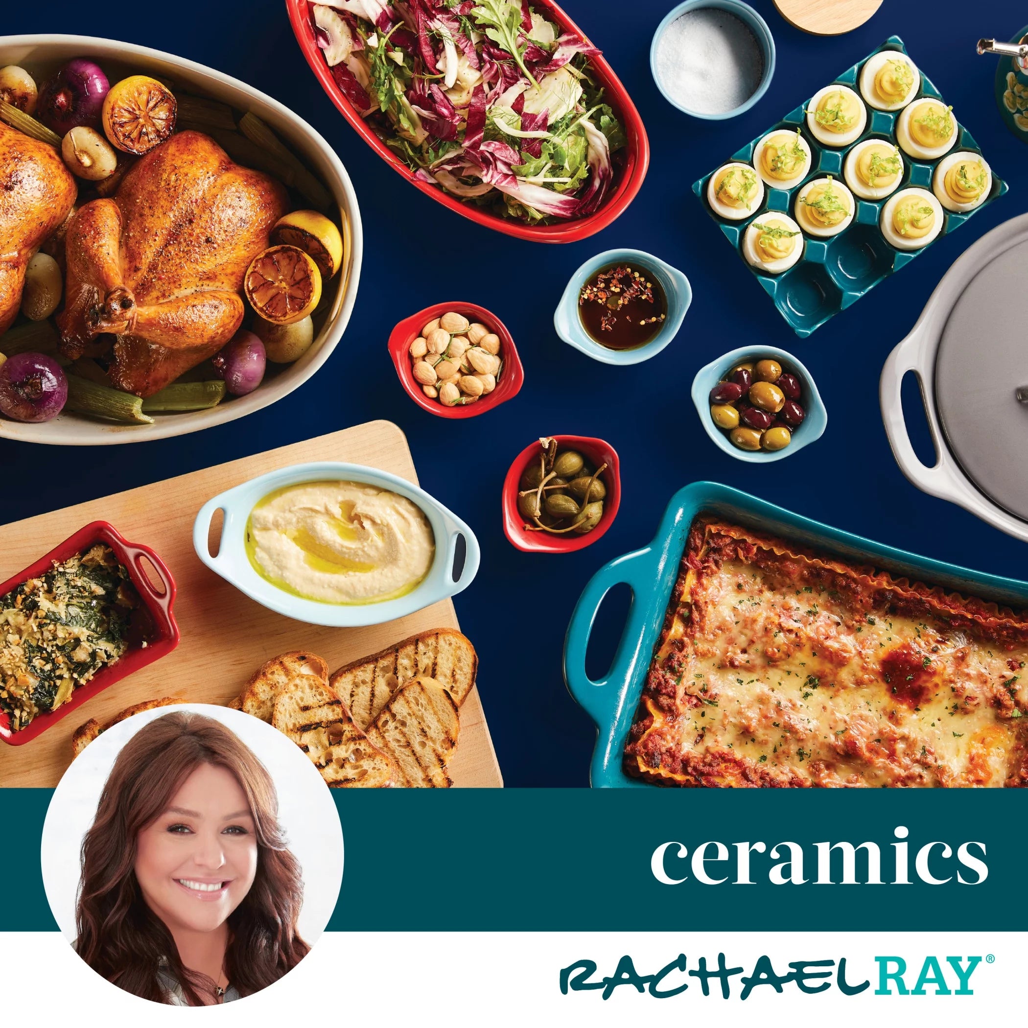 Ceramic Casserole Bakers with Lid Set, 3-Piece, Teal L3798