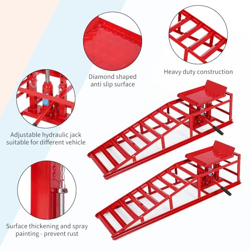 Hydraulic Car and Truck Service Ramps, 11023 Lbs Capacity, Portable Lifts for Oil Changes D8064