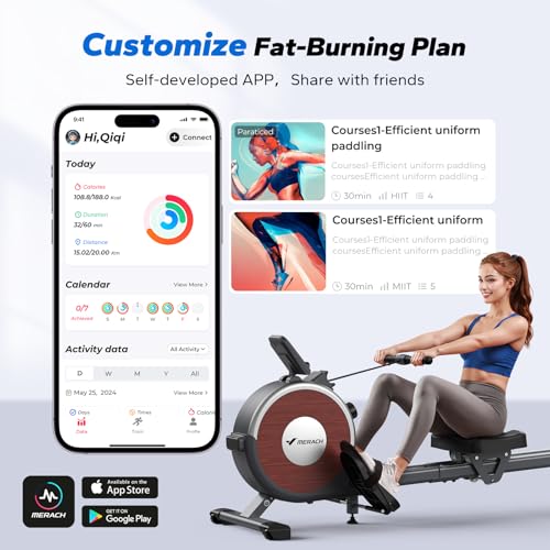 Magnetic Rowing Machine for Home, 16 Levels, Quiet Resistance, 350lbs Capacity D864861