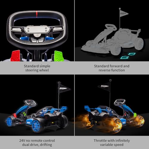 24V Electric Drift Kart for Kids with Adjustable Seat and 8.5MPH Speed Z339
