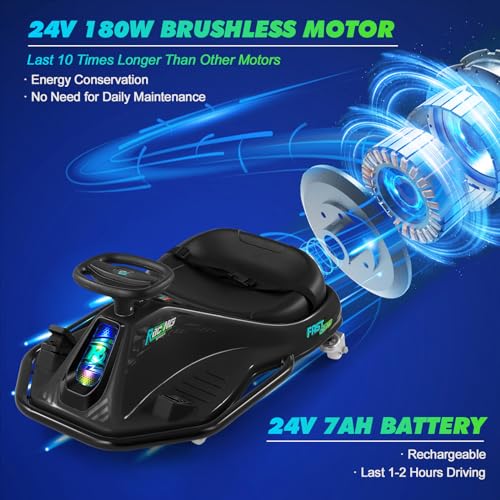 24V Electric Drifting Go Kart for Kids with Brushless Motor, Pink G891