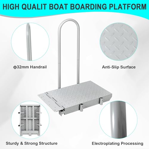 Boat Boarding Platform with Handrail and Folding Dock Step A57156