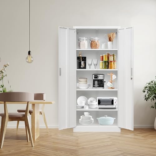Metal Storage Cabinet with Adjustable Shelves, White W537131