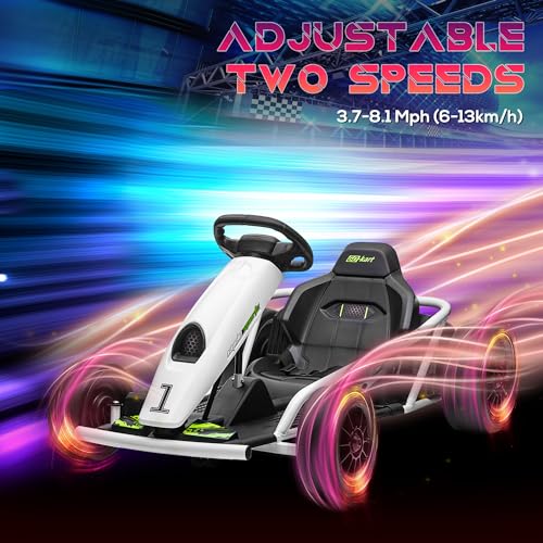 Electric Go Kart Ride On Toy for Kids 8-12, White B8407