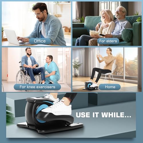 Under Desk Elliptical, Electric Leg Exerciser for Seniors Adults, Quiet Portable Seated Foot Pedal with Remote Control G7774
