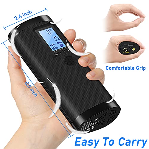 Portable Electric Bicycle Pump, 120PSI, Type-C Rechargeable, Presta & Schrader Valves A866982
