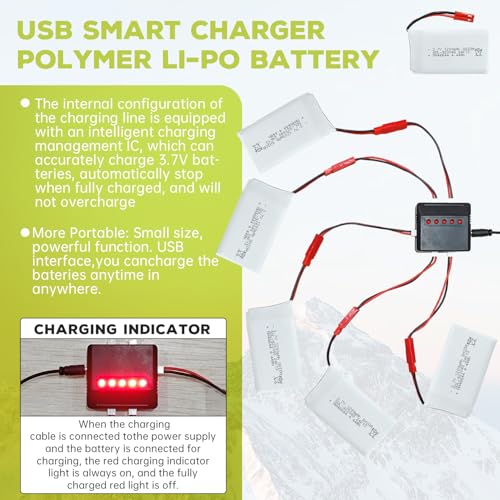 5PCS 3.7V 1200mAh 30C Lipo Battery with 5in1 Charger JST Plug for RC Quadcopters I711