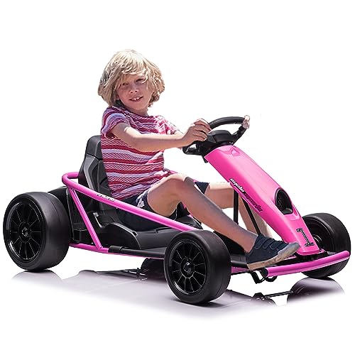 Electric Drift Kart for Kids, 24V Ride On Toy with 2×300W Motors H567371