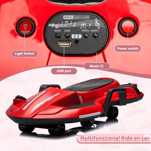 24V Electric Ride On Toy for Kids, Drift Cart with Side Handlebars, LED Lights & Music D29191