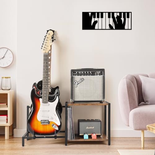 Guitar Rack, 3-Piece Floor Stand with Amp Support, Adjustable Holder for Multiple Instruments X487178