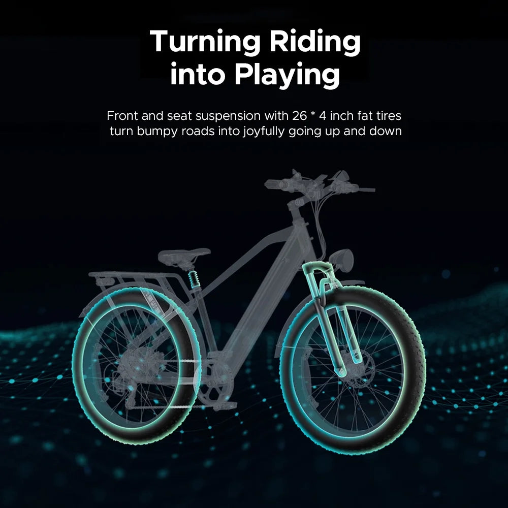 All-terrain Electric Bike with Dual Suspension D34826