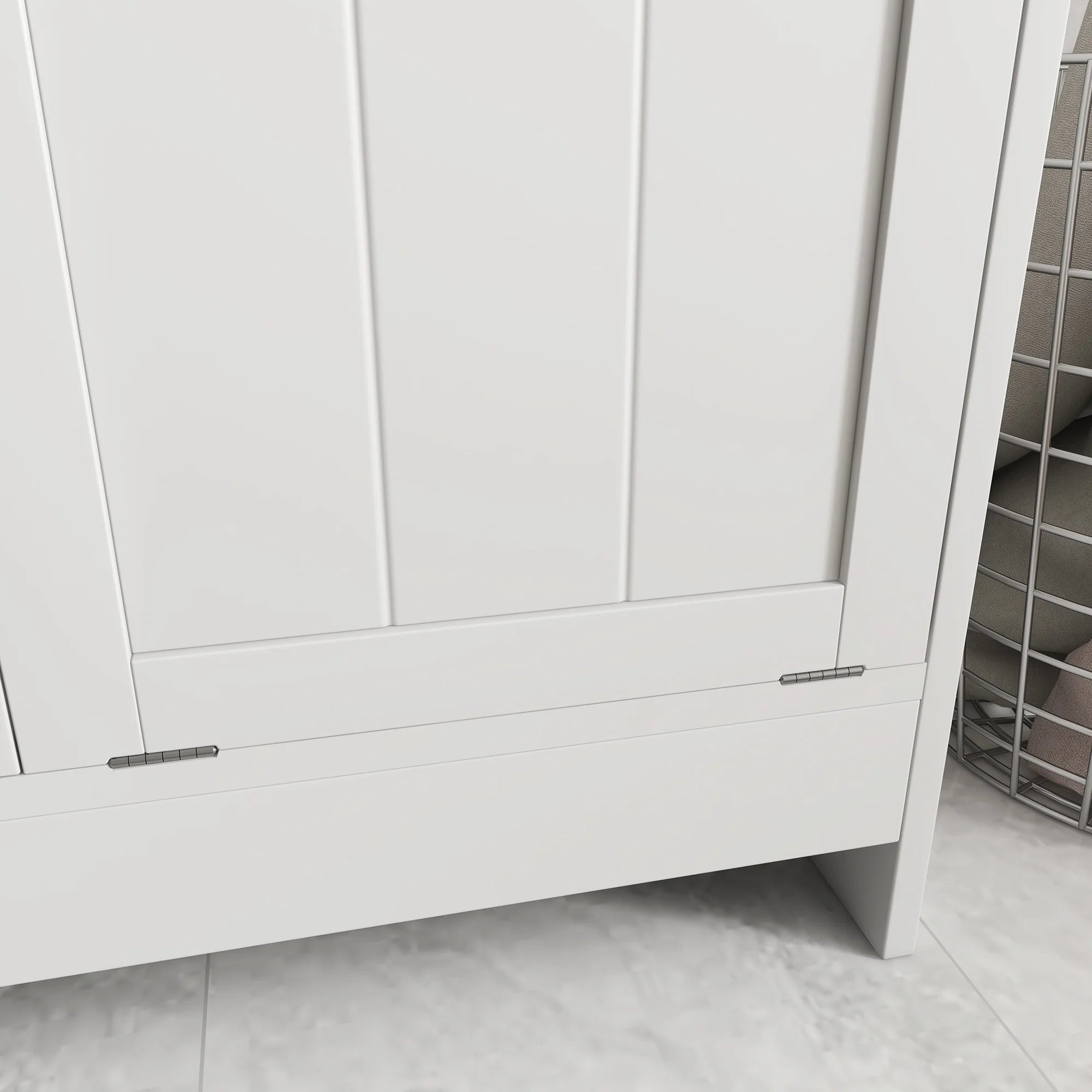 Tilt-out Laundry Storage Cabinet with 2 Hamper Compartments, White K817002