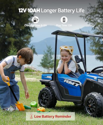 24V Ride on Car 2 Seater with Sun Shade, Dump Bed & Shovel, 4WD Electric Truck for Kids F44284