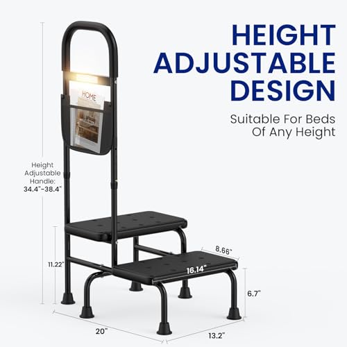 2 Step Stool with Handle for Elderly, Heavy Duty for High Beds M211552