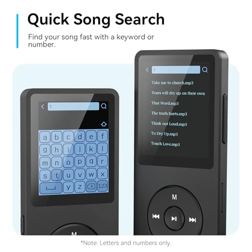 MP3 Player with Bluetooth 5.3, 1.8 Inch Screen, FM Radio, Voice Recorder I138