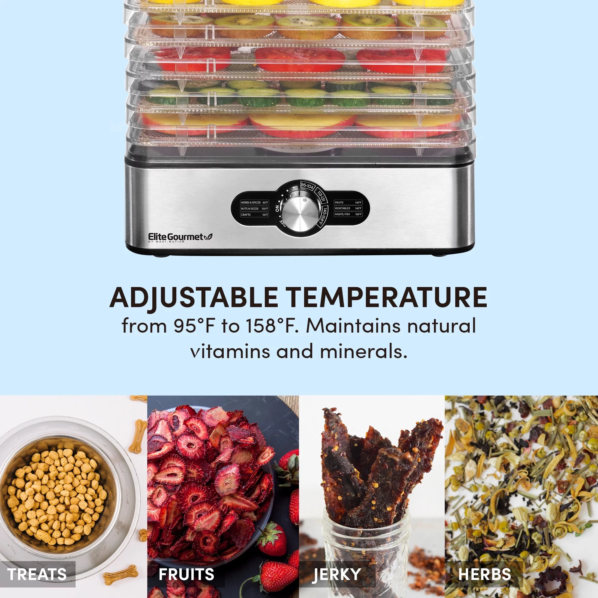 Food Dehydrator with 5 Stainless Steel Trays Q192909