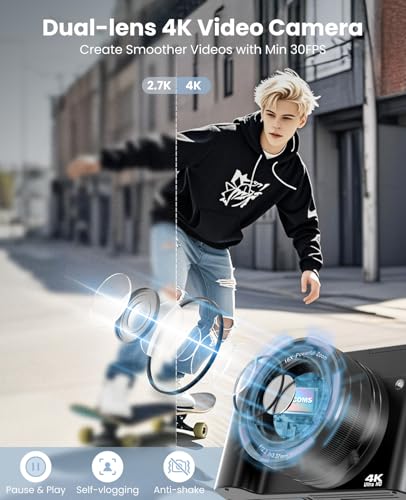 4K 64MP Dual-Lens Vlogging Camera with Autofocus and Anti-Shake H687