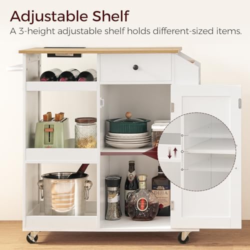 Kitchen Island with Power Outlet and Drawer on Wheels I678