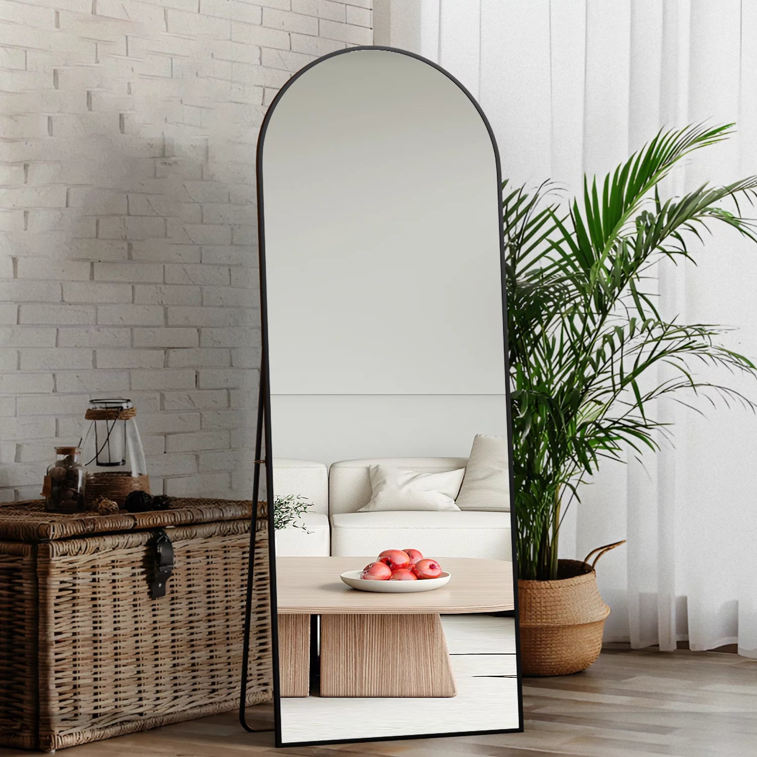 Arched Full Length Floor Mirror with Stand, 64" x 21" N164