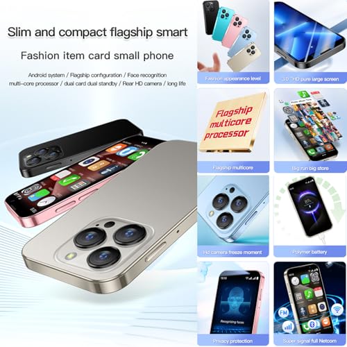 3G Mini Smartphone 3.0 Inch WiFi GPS Quad Core Android 8.1 Palm Phone Slim HD Camera Dual Sim 2GB RAM 16GB Light Blue H59317