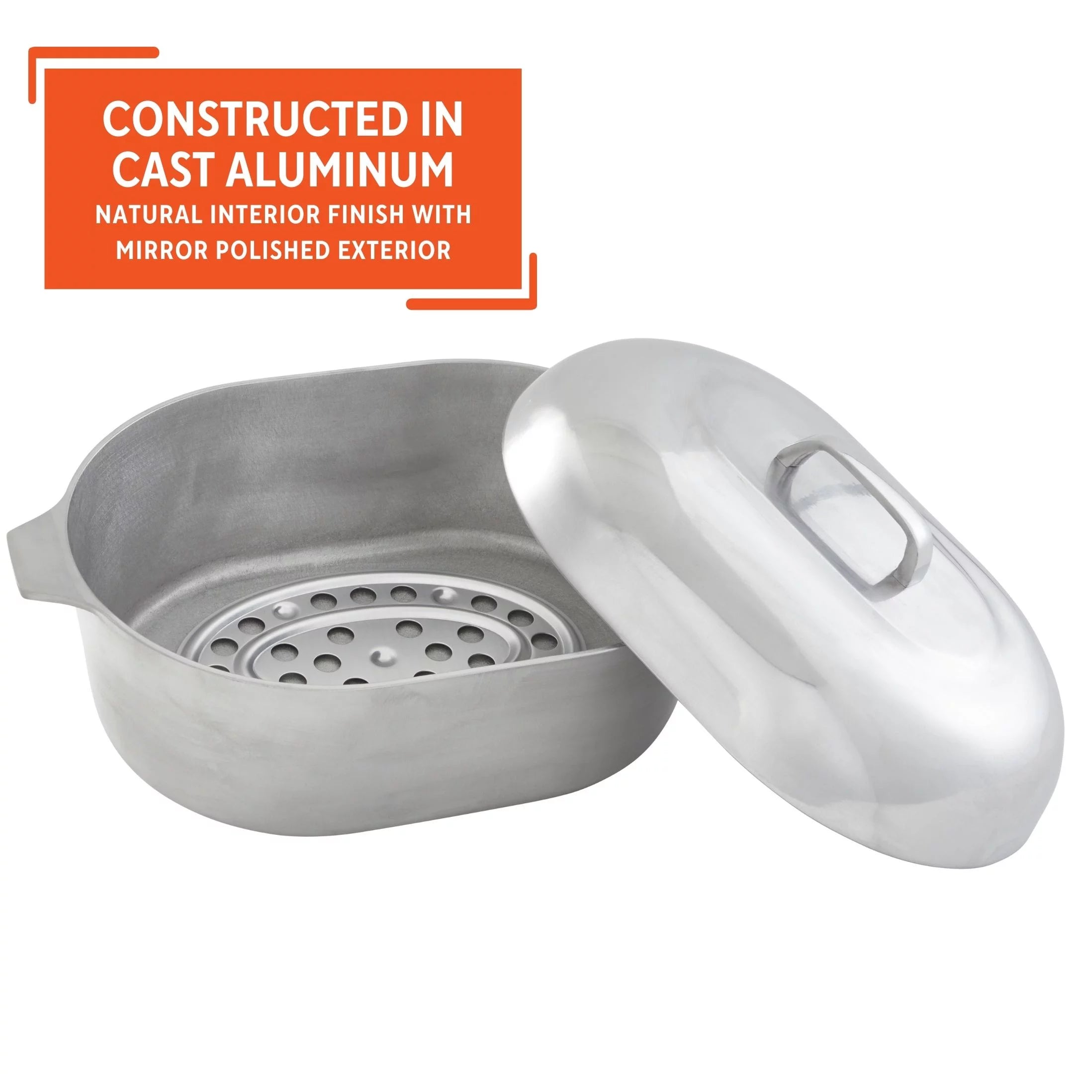 Cast Aluminum Oval Roaster Pan with Lid and Roasting Tray D325