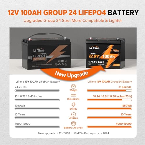 12V 100Ah LiFePO4 Battery Group 31 with Built-in 100A BMS N133