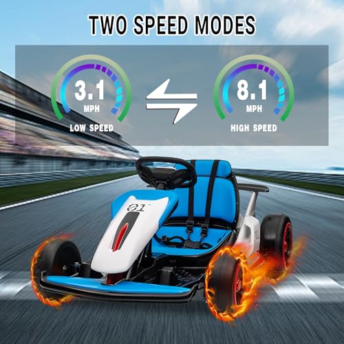 Kids Go Kart, 24V Electric Drift Car with Dual 200W Motors, 2-Speed, White B188186
