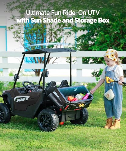 24V Ride on Car 2 Seater with Sun Shade, Dump Bed & Shovel, 4WD Electric Truck for Kids F44284