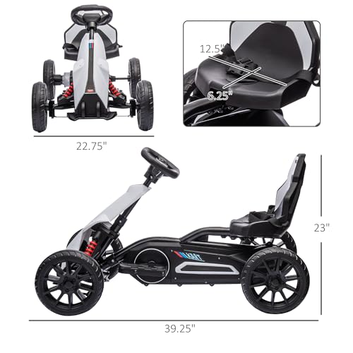 12V Electric Go Kart for Kids, Outdoor Ride-On Toy with Adjustable Speed A571780