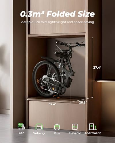 Folding Electric Bike for Adults 500W with Full Suspension, 7-Speed, 26" D95919