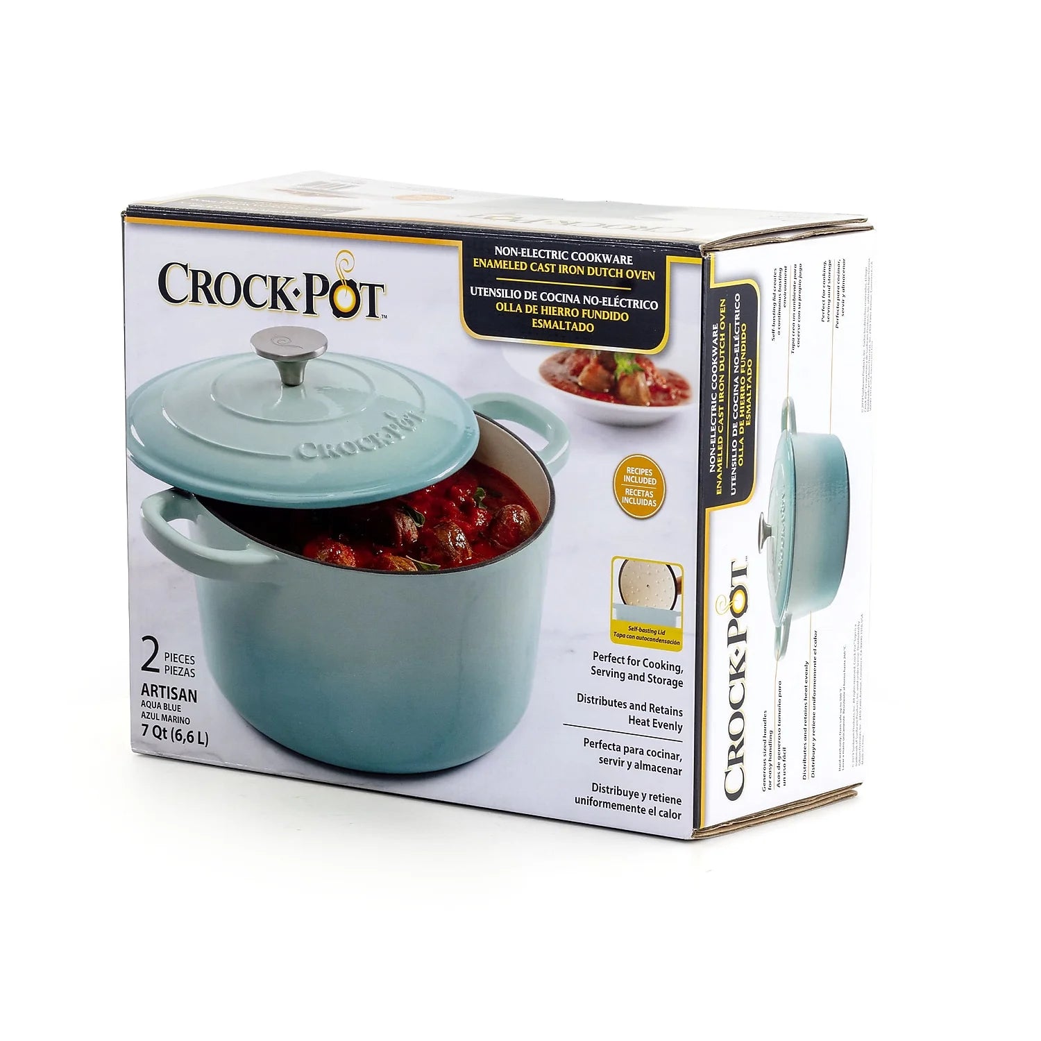 Enameled Cast Iron Dutch Oven, 7 Quarts, Aqua Blue Z4440