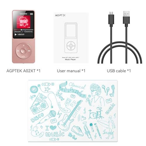 MP3 Player with Bluetooth 5.3, 1.8 Inch Screen, FM Radio, Voice Recorder I138