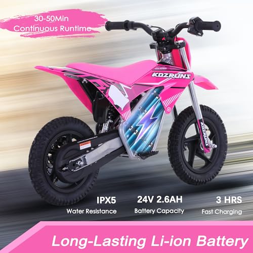 Electric Dirt Bike for Kids Aged 4-8, 350W Brushless Motor, 14'' Off-Road Tires, Blue J66927