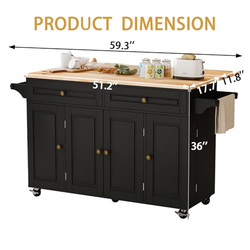 Movable Kitchen Island with Drop Leaf and Power Outlet J472