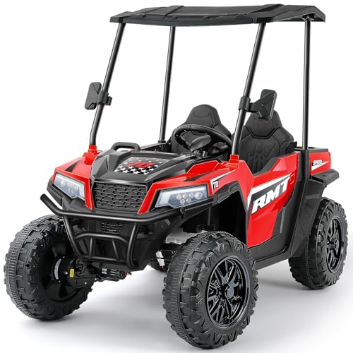 24V Ride on Car 2 Seater with Sun Shade, Dump Bed & Shovel, 4WD Electric Truck for Kids F44284