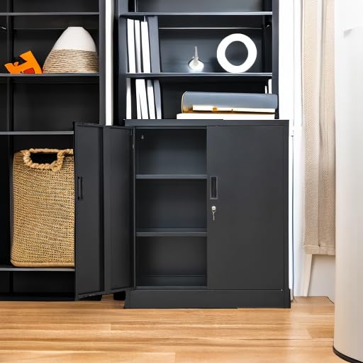 Locking Metal Storage Cabinet with Shelves and Doors L888