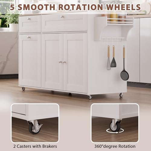 Kitchen Island on Wheels with Storage and Drop Leaf M62362