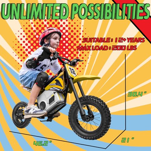 Electric Dirt Bike for Kids 8-14, 16MPH Off-Road Motorcycle with Twist Grip Throttle B563