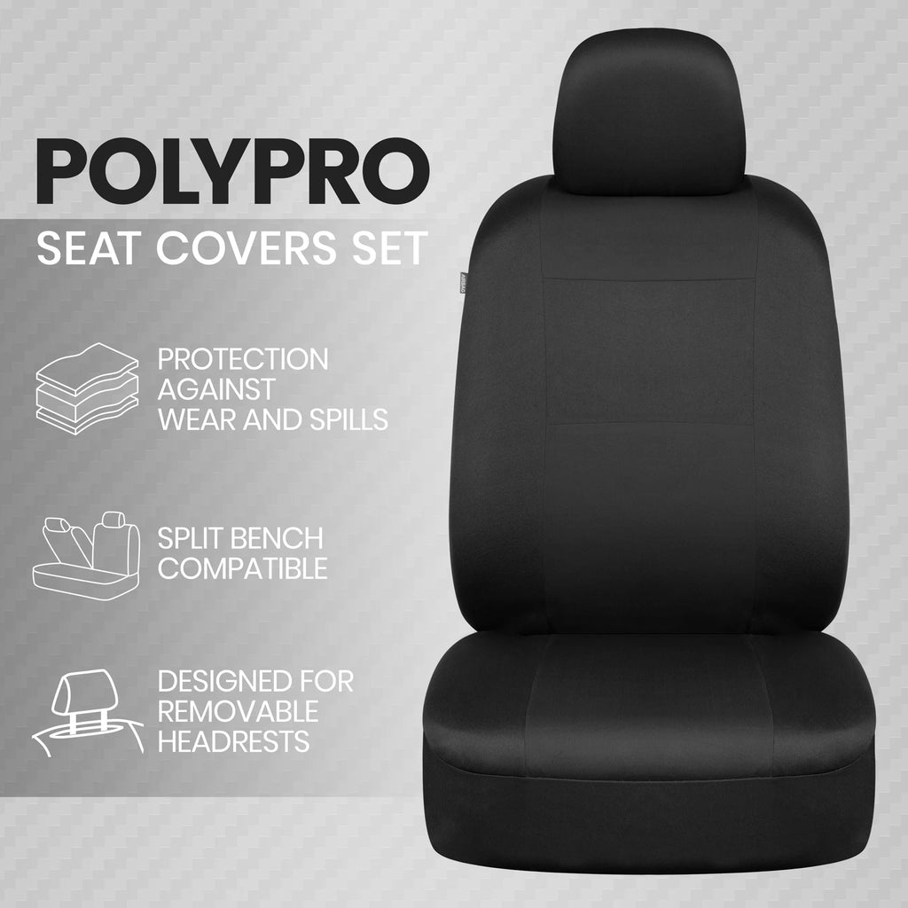 Car Seat Covers Front Set in Black, Easy to Install, for Cars Trucks Van SUV Y312032