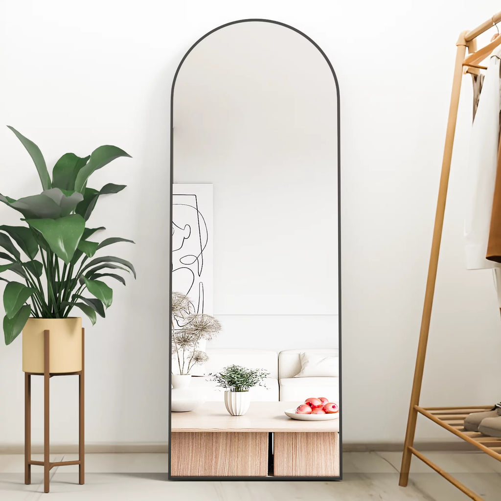 Arched Full Length Floor Mirror with Stand, 64" x 21" N164